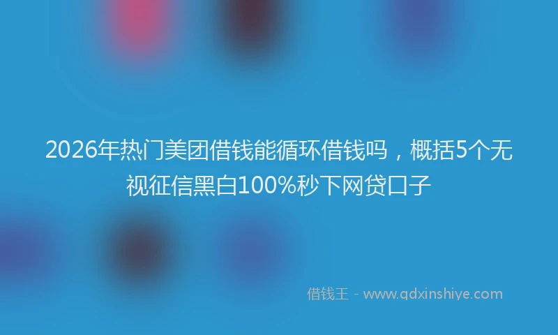 2026年热门美团借钱能循环借钱吗，概括5个无视征信黑白100%秒下网贷口子