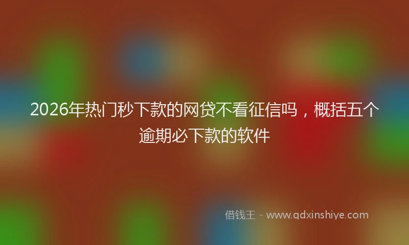 2026年热门秒下款的网贷不看征信吗，概括五个逾期必下款的软件