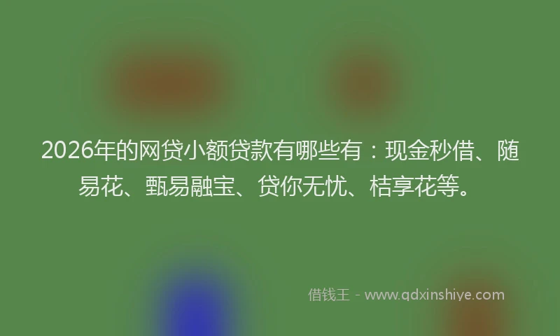 2026年的网贷小额贷款有哪些有：现金秒借、随易花、甄易融宝、贷你无忧、桔享花等。