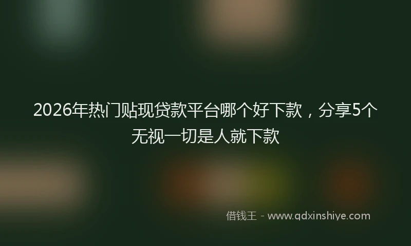 2026年热门贴现贷款平台哪个好下款，分享5个无视一切是人就下款