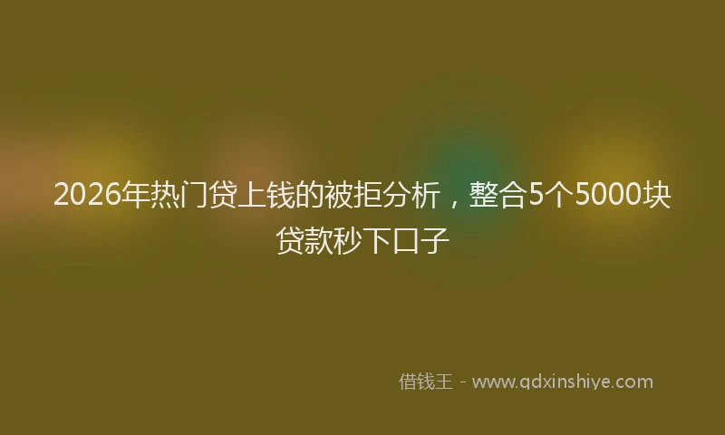 2026年热门贷上钱的被拒分析,整合5个5000块贷款秒下口子