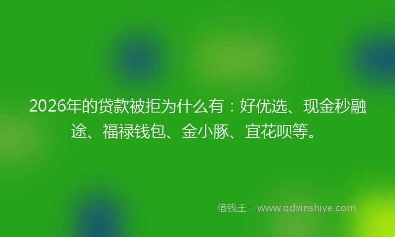 2026年的贷款被拒为什么有：好优选、现金秒融途、福禄钱包、金小豚、宜花呗等。