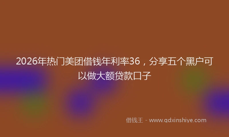 2026年热门美团借钱年利率36，分享五个黑户可以做大额贷款口子