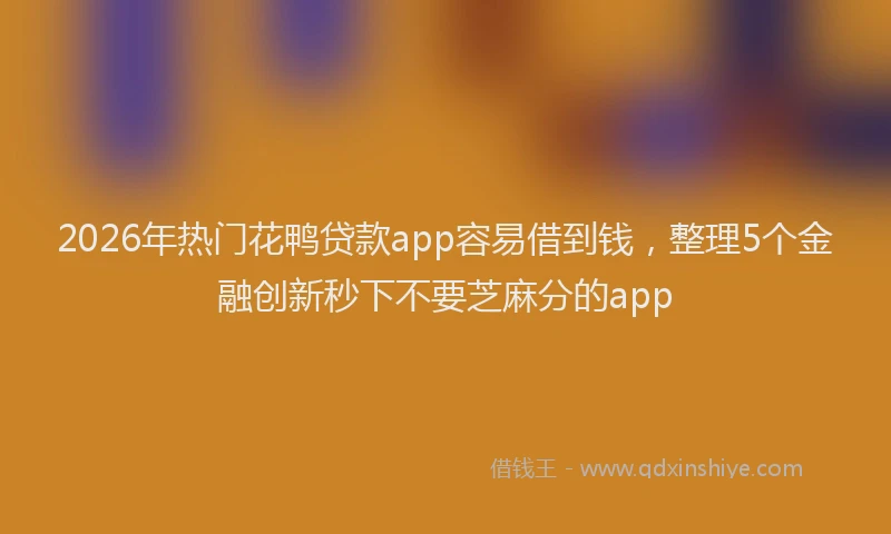 2026年热门花鸭贷款app容易借到钱，整理5个金融创新秒下不要芝麻分的app