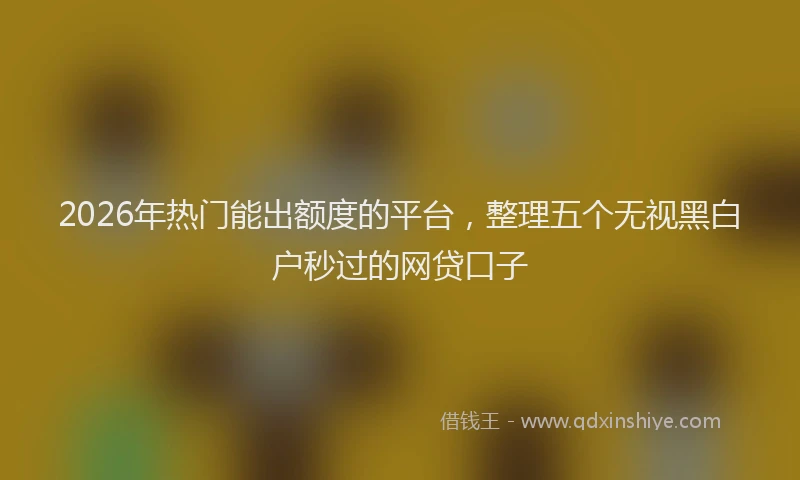 2026年热门能出额度的平台，整理五个无视黑白户秒过的网贷口子