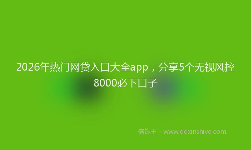2026年热门网贷入口大全app，分享5个无视风控8000必下口子