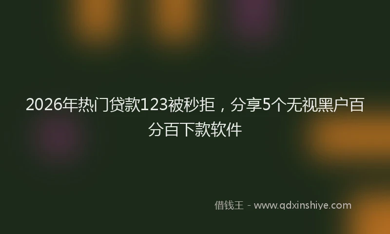 2026年热门贷款123被秒拒，分享5个无视黑户百分百下款软件