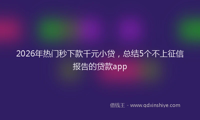 2026年热门秒下款千元小贷，总结5个不上征信报告的贷款app