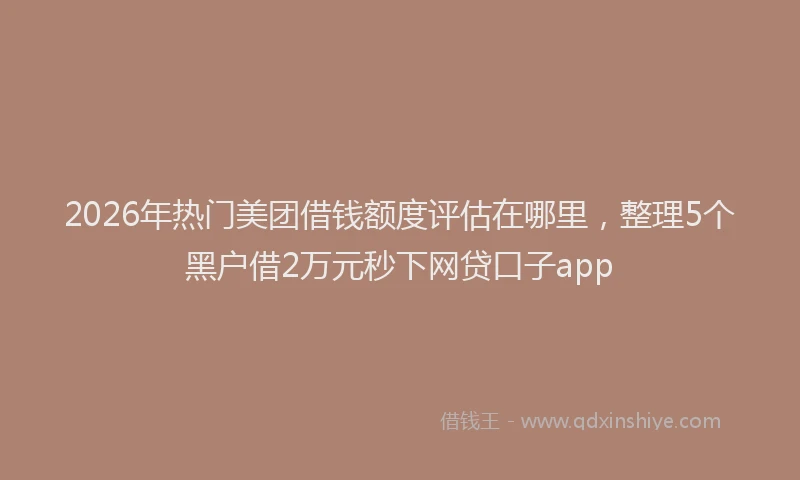 2026年热门美团借钱额度评估在哪里，整理5个黑户借2万元秒下网贷口子app