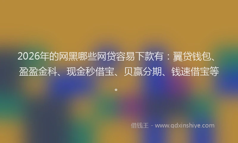 2026年的网黑哪些网贷容易下款有：翼贷钱包、盈盈金科、现金秒借宝、贝赢分期、钱速借宝等。