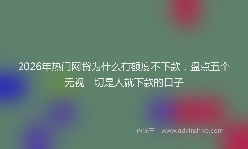 2026年热门网贷为什么有额度不下款,盘点五个无视一切是人就下款的口子
