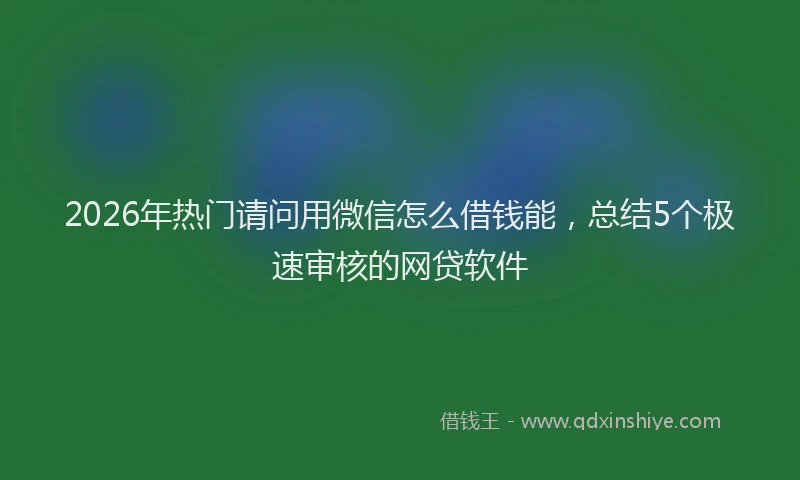 2026年热门请问用微信怎么借钱能，总结5个极速审核的网贷软件