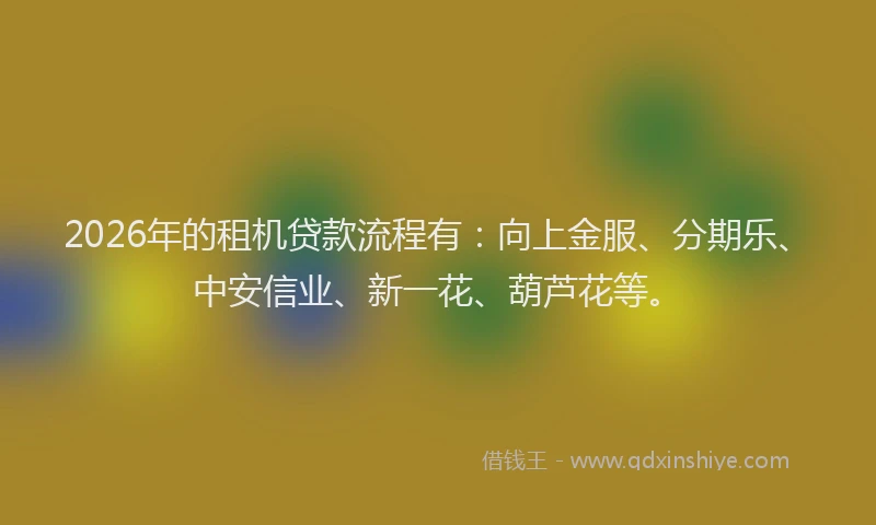 2026年的租机贷款流程有：向上金服、分期乐、中安信业、新一花、葫芦花等。
