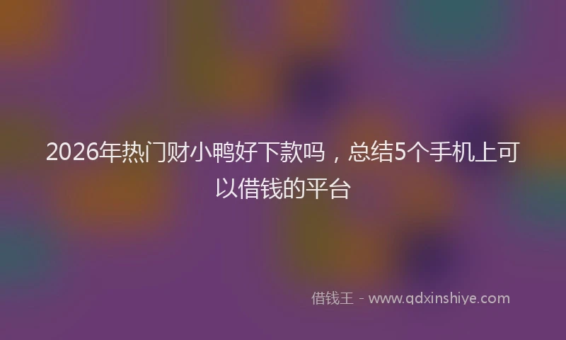 2026年热门财小鸭好下款吗，总结5个手机上可以借钱的平台