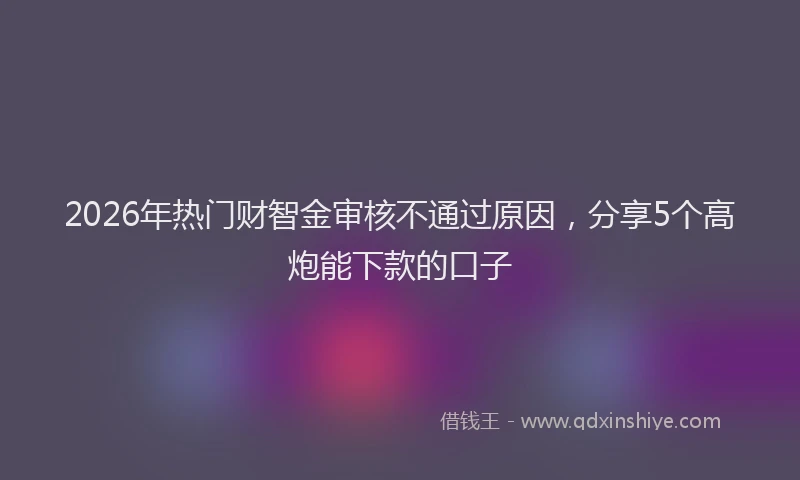 2026年热门财智金审核不通过原因,分享5个高炮能下款的口子