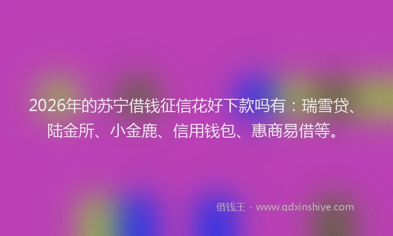2026年的苏宁借钱征信花好下款吗有：瑞雪贷、陆金所、小金鹿、信用钱包、惠商易借等。