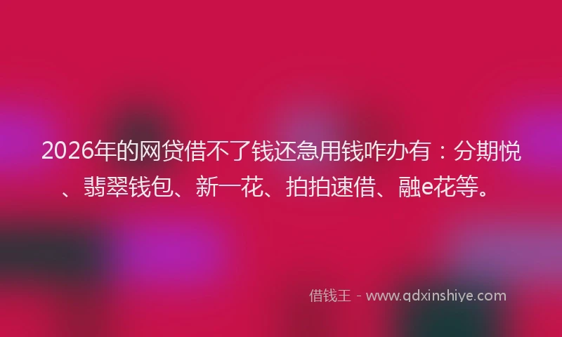 2026年的网贷借不了钱还急用钱咋办有：分期悦、翡翠钱包、新一花、拍拍速借、融e花等。