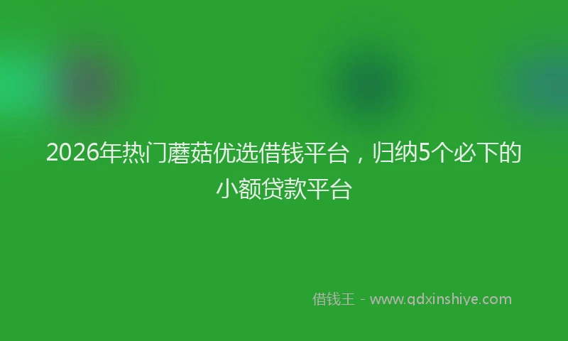 2026年热门蘑菇优选借钱平台，归纳5个必下的小额贷款平台