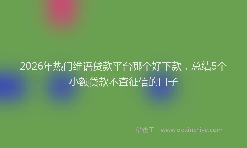 2026年热门维语贷款平台哪个好下款,总结5个小额贷款不查征信的口子