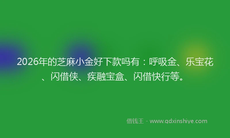 2026年的芝麻小金好下款吗有:呼吸金、乐宝花、闪借侠、疾融宝盒、闪借快行等。
