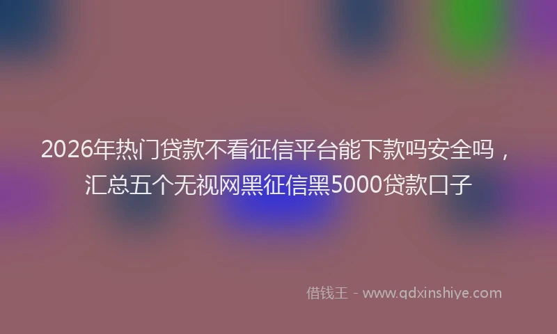 2026年热门贷款不看征信平台能下款吗安全吗，汇总五个无视网黑征信黑5000贷款口子