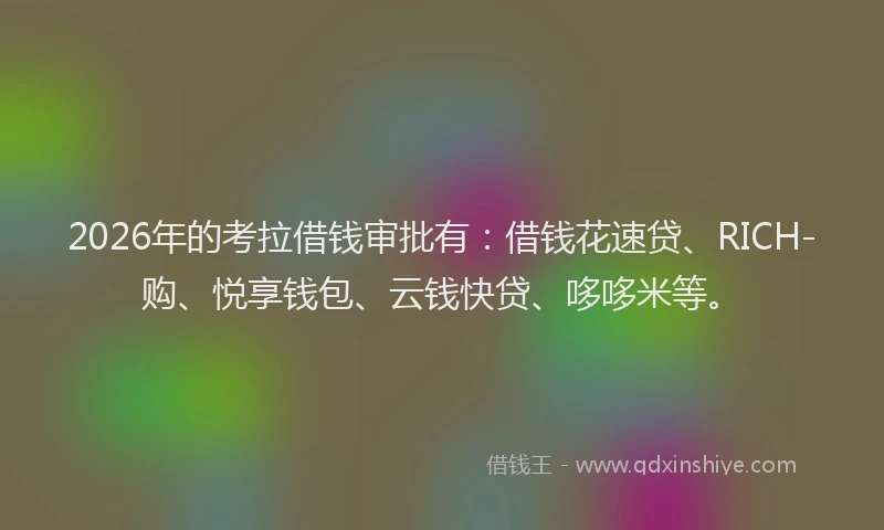 2026年的考拉借钱审批有：借钱花速贷、RICH-购、悦享钱包、云钱快贷、哆哆米等。