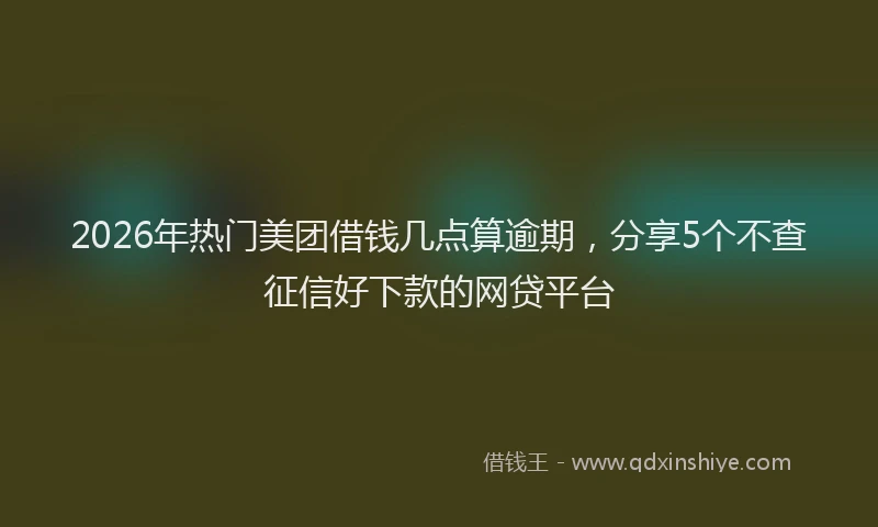 2026年热门美团借钱几点算逾期，分享5个不查征信好下款的网贷平台