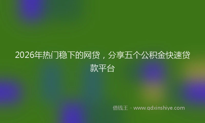 2026年热门稳下的网贷，分享五个公积金快速贷款平台