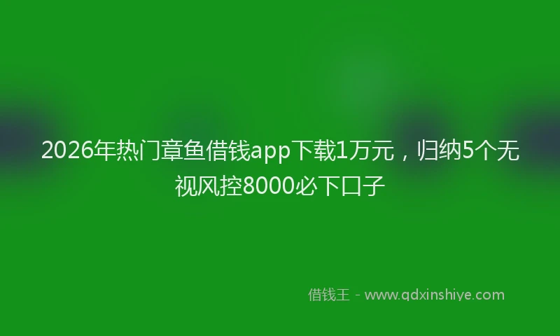 2026年热门章鱼借钱app下载1万元，归纳5个无视风控8000必下口子