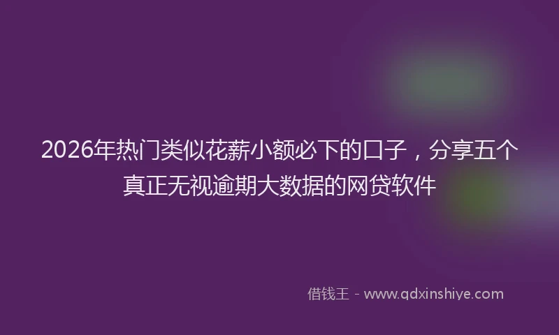 2026年热门类似花薪小额必下的口子，分享五个真正无视逾期大数据的网贷软件