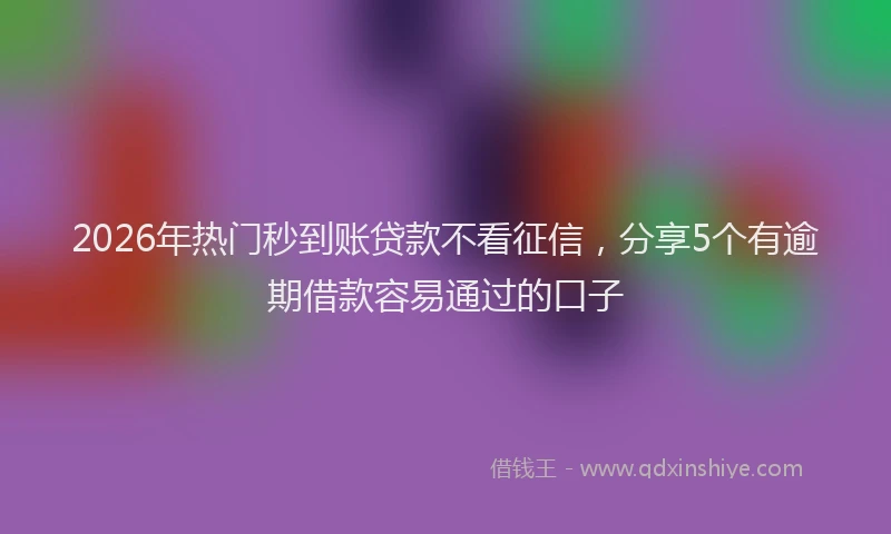 2026年热门秒到账贷款不看征信，分享5个有逾期借款容易通过的口子