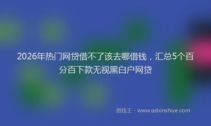2026年热门网贷借不了该去哪借钱，汇总5个百分百下款无视黑白户网贷