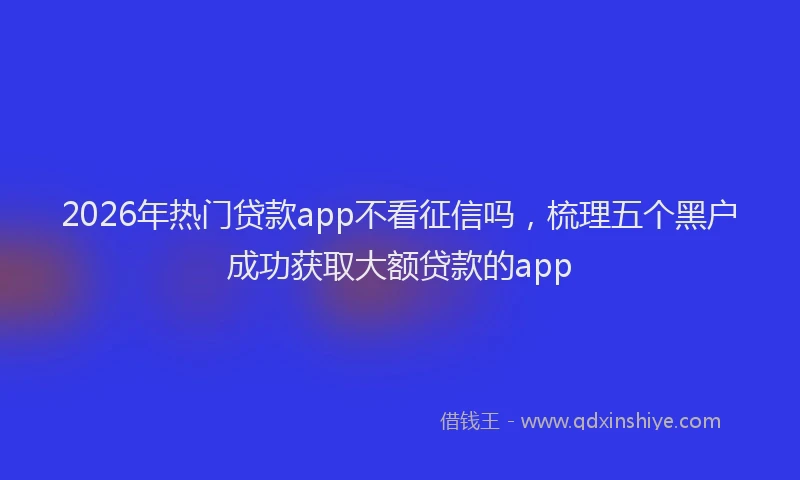 2026年热门贷款app不看征信吗，梳理五个黑户成功获取大额贷款的app