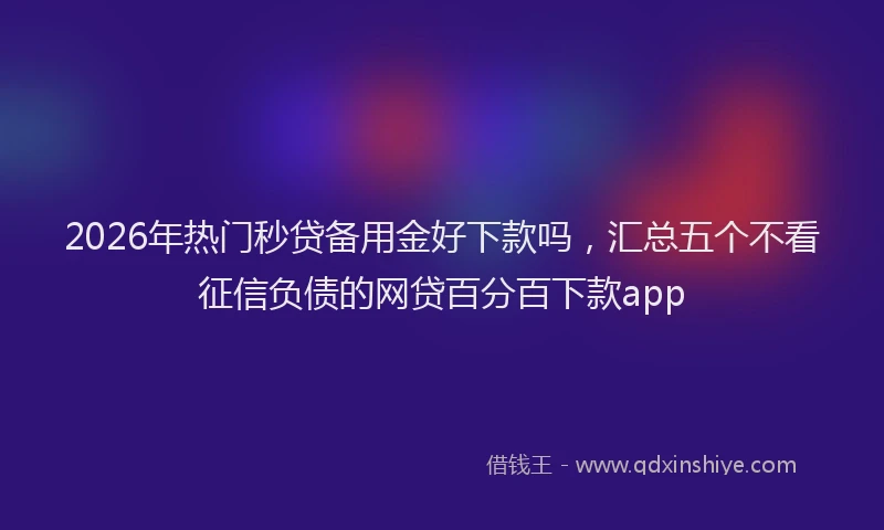 2026年热门秒贷备用金好下款吗，汇总五个不看征信负债的网贷百分百下款app