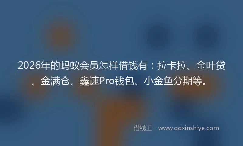 2026年的蚂蚁会员怎样借钱有：拉卡拉、金叶贷、金满仓、鑫速Pro钱包、小金鱼分期等。