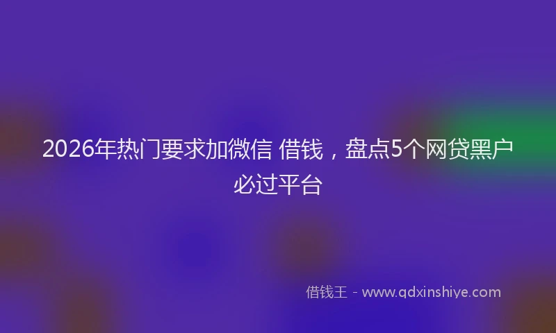 2026年热门要求加微信 借钱,盘点5个网贷黑户必过平台