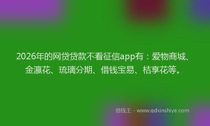 2026年的网贷贷款不看征信app有:爱物商城、金瀛花、琉璃分期、借钱宝易、桔享花等。