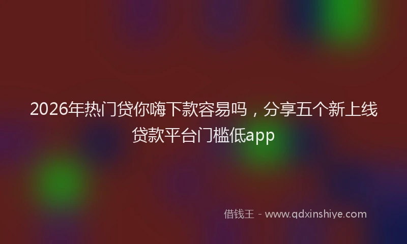 2026年热门贷你嗨下款容易吗，分享五个新上线贷款平台门槛低app