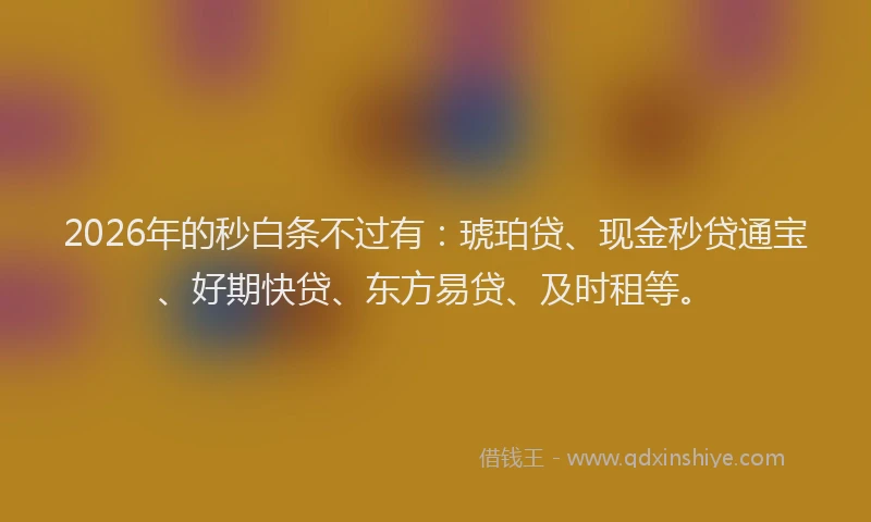2026年的秒白条不过有：琥珀贷、现金秒贷通宝、好期快贷、东方易贷、及时租等。
