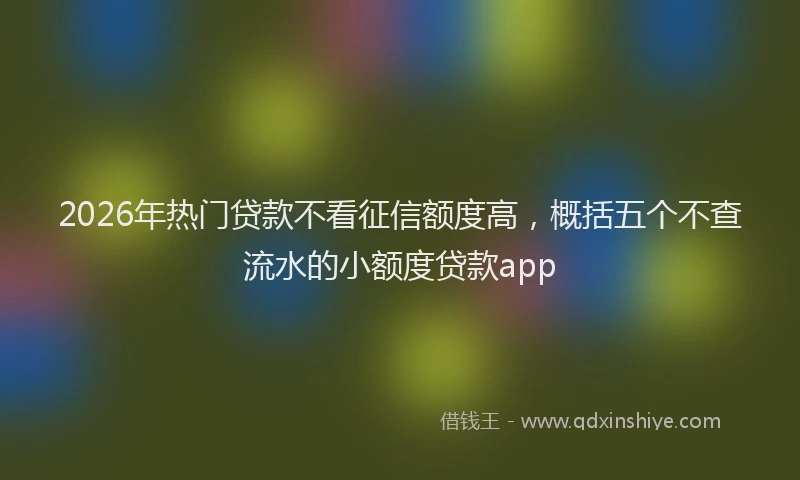 2026年热门贷款不看征信额度高，概括五个不查流水的小额度贷款app