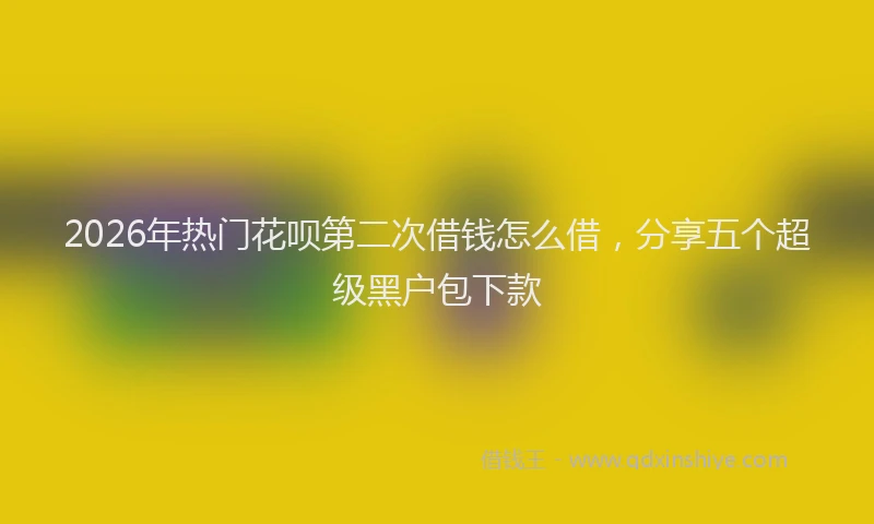 2026年热门花呗第二次借钱怎么借，分享五个超级黑户包下款