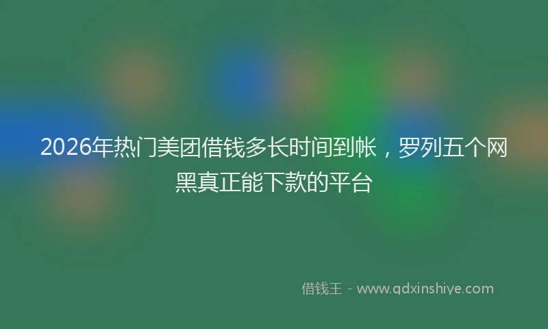2026年热门美团借钱多长时间到帐，罗列五个网黑真正能下款的平台
