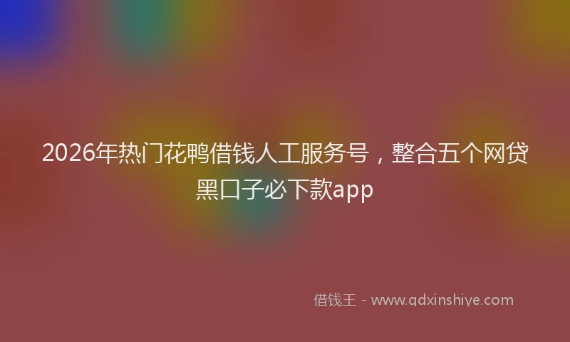 2026年热门花鸭借钱人工服务号，整合五个网贷黑口子必下款app