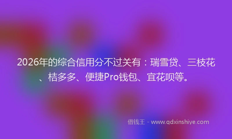 2026年的综合信用分不过关有:瑞雪贷、三枝花、桔多多、便捷Pro钱包、宜花呗等。