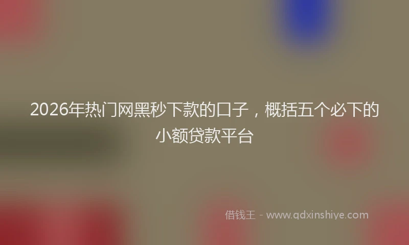 2026年热门网黑秒下款的口子，概括五个必下的小额贷款平台