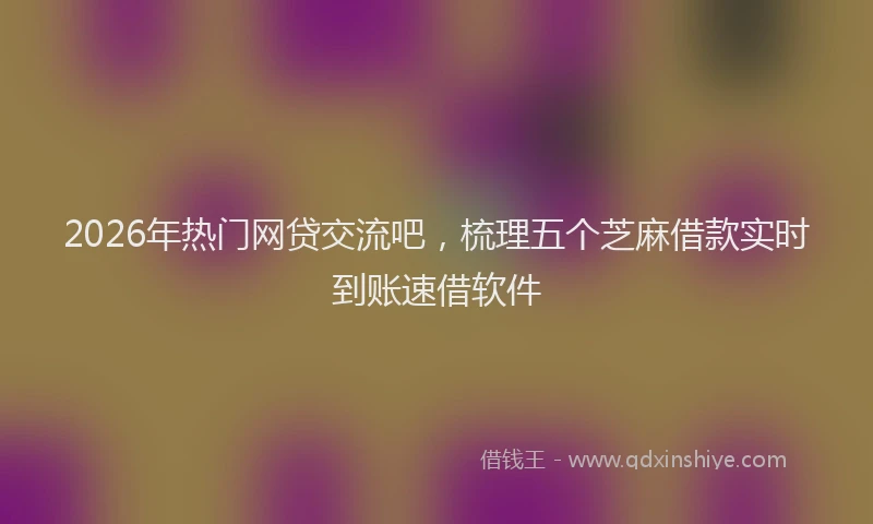 2026年热门网贷交流吧，梳理五个芝麻借款实时到账速借软件