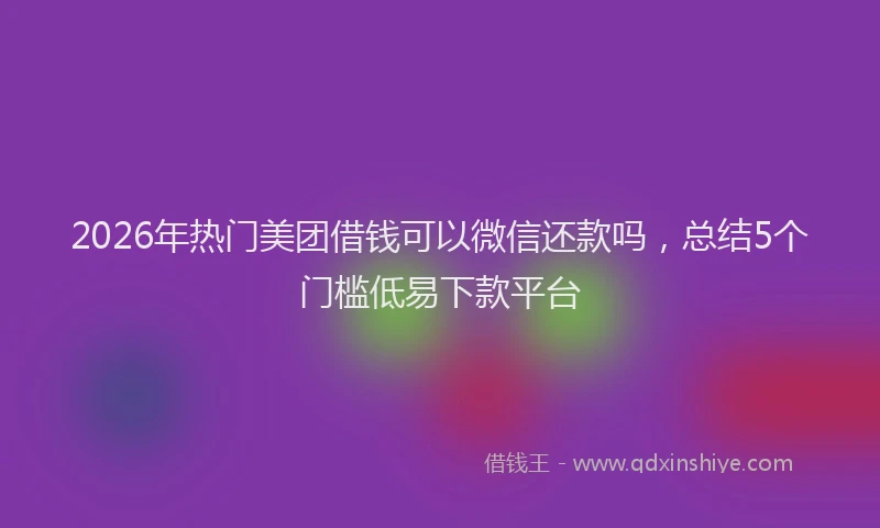 2026年热门美团借钱可以微信还款吗，总结5个门槛低易下款平台