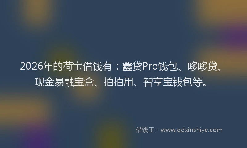 2026年的荷宝借钱有：鑫贷Pro钱包、哆哆贷、现金易融宝盒、拍拍用、智享宝钱包等。