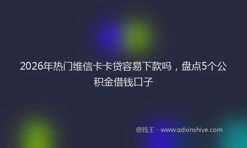 2026年热门维信卡卡贷容易下款吗，盘点5个公积金借钱口子