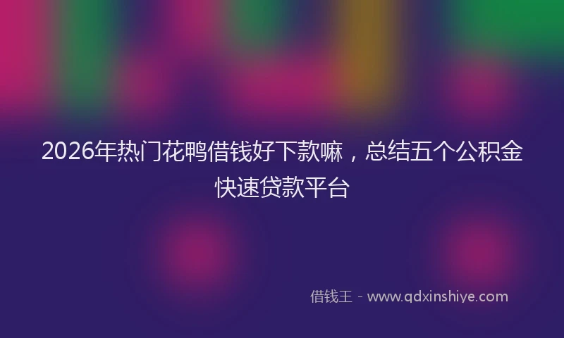 2026年热门花鸭借钱好下款嘛，总结五个公积金快速贷款平台